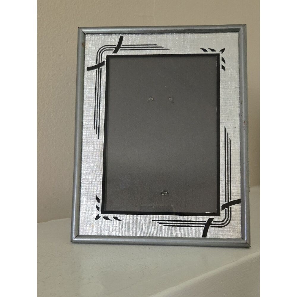 Silver Decorative Photo Frame with Black Accents